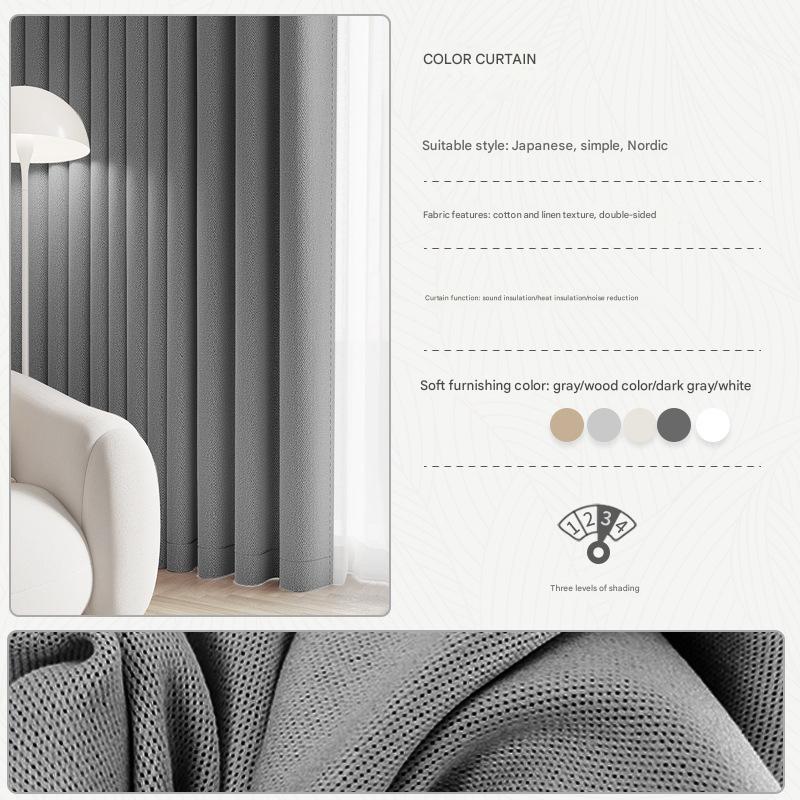 XX0379 thick chenille curtains full blackout bedroom high-grade blackout master finished product heat insulation sunscreen sunshade curtain
