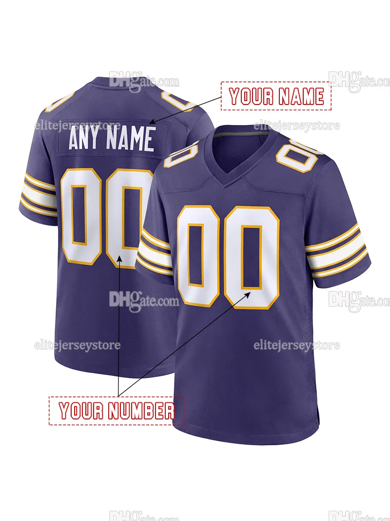 Personalized Custom Football Jersey Jefferson McCarthy Moss Darnold Addison Hockenson Smith Men Women Youth Embroidered american shirt