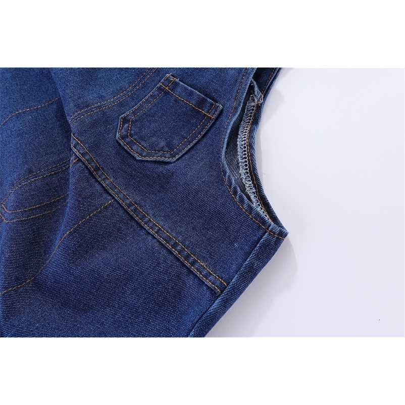 Boys Girls Denim Overalls Button Multi-pocket Cotton Plain White Pants for Kids Jean Jumpsuit 1-7 Years 250508