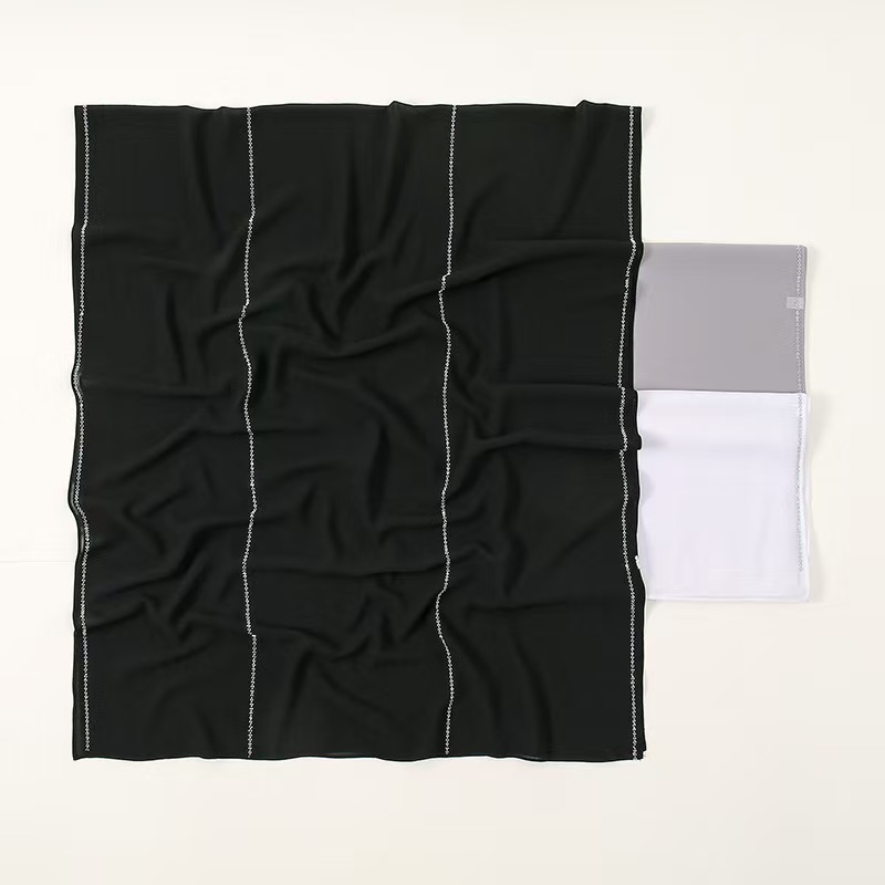 T667 European and American new chain wide stripes hot diamond chiffon long scarf fashionable all-match silk scarf shawl Malay headscarf