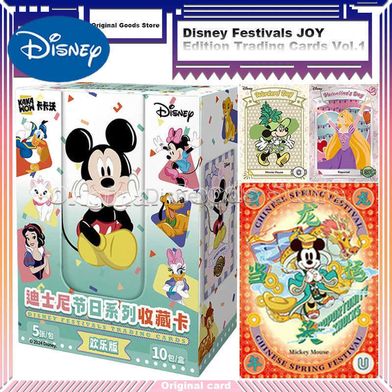 Disney toys Original KAKAWOW Disney Festivals JOY Edition Trading Cards Vol.1 Genuine Cartoon Art Series Collection Card Children Gift Y250509