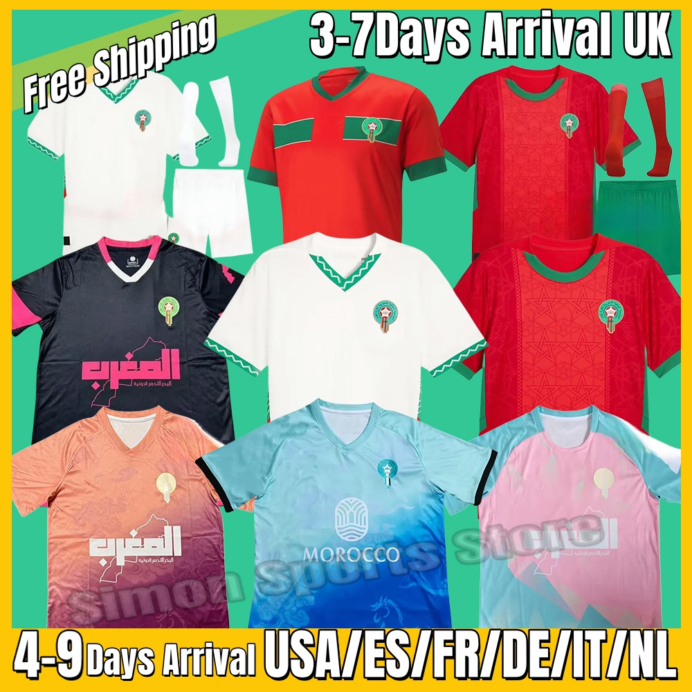 Morocco Soccer 24 25 26 T Shirt football jersey Brahim HAKIMI ZIYECH Sport Football T Shirt Fans Classic Training Uniform Sweatshirt Jersey 2025 Morocco kids S-4XL