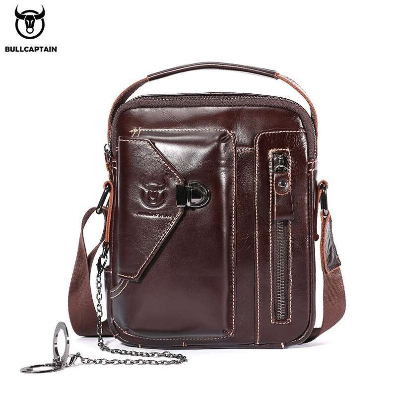 BULLCAPTAIN Genuine Leather Crossbody Suitable For 7.9-Inch Ipad High Quality Men's Mini Business Shoulder Bag
