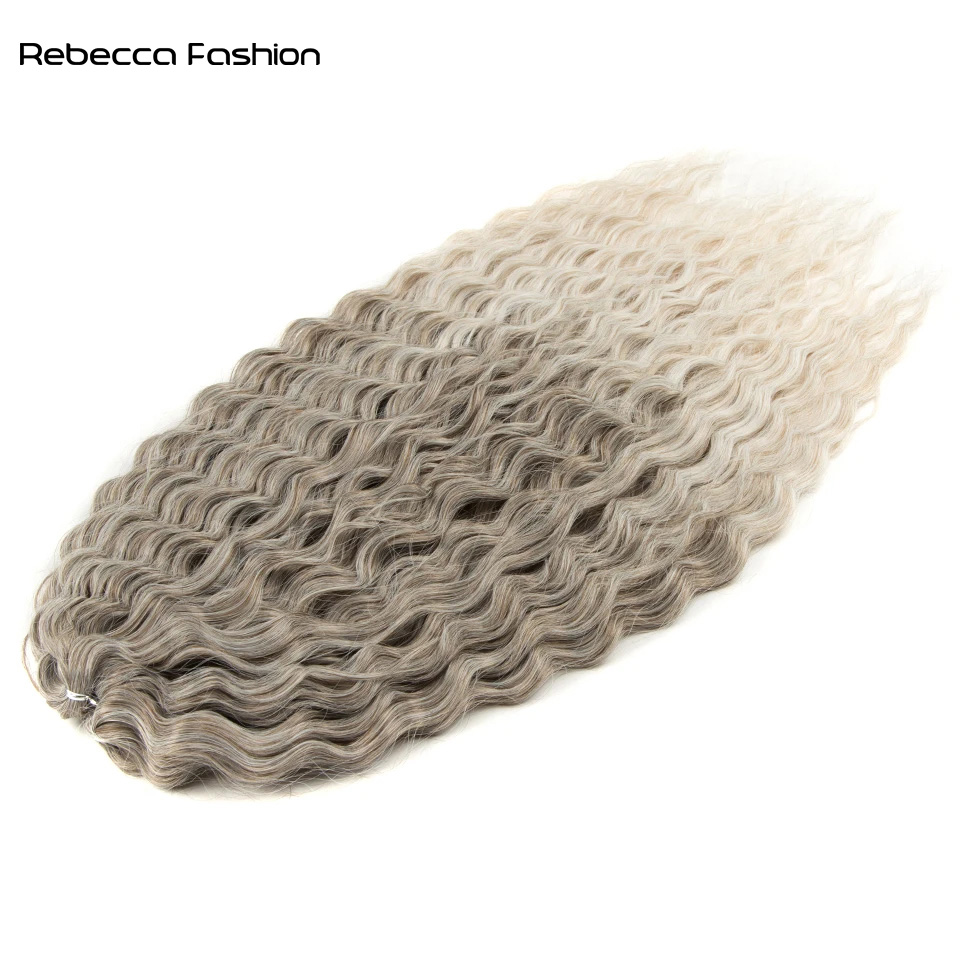 Rebecca Fashion Hair Synthetic Braiding Hair Extensions Natural Deep Wavy 22 Inch Long Curly Braid Hair Ombre Brown Rainbow Twist Crochet Hair
