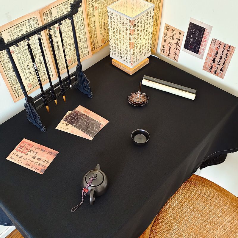DH008 Chinese style solid color waterproof desk cloth cotton linen style tea tablecloth Chinese style ins style gray stall tablecloth