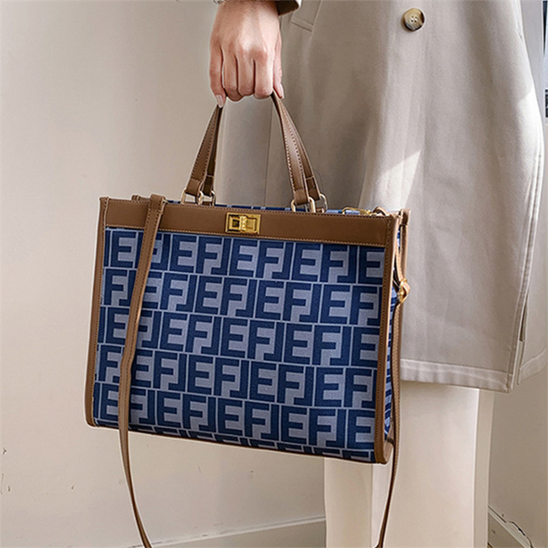 Designer bag free shipping new fashionable high-end texture printed large capacity tote bag shoulder Shoulder Bags for women