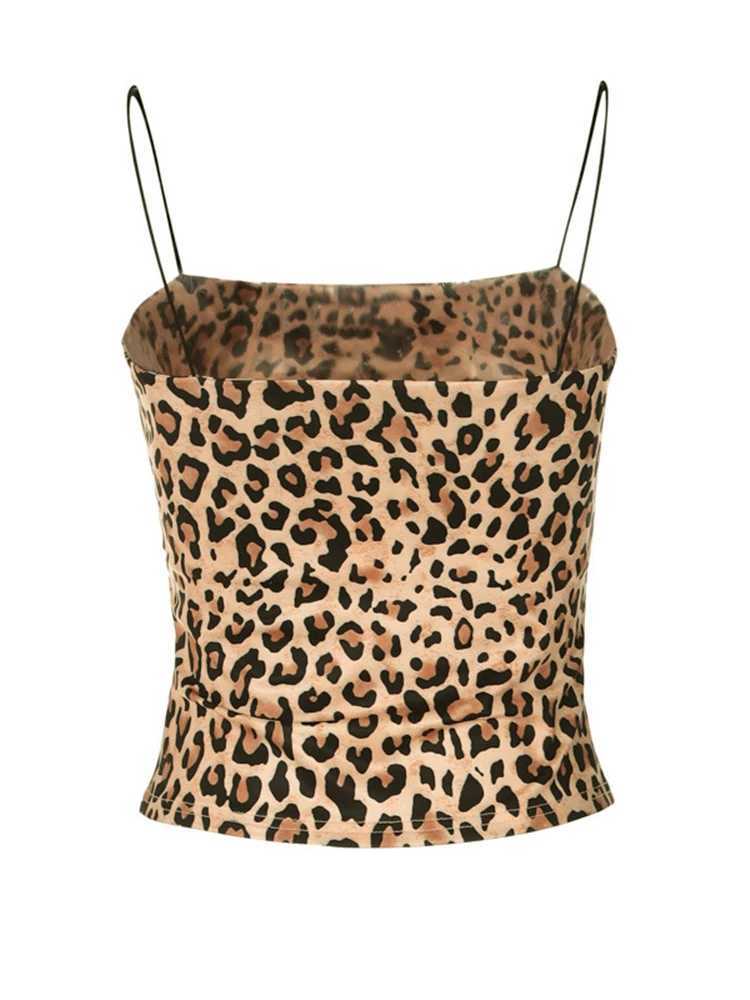 Sexy Camisole For Women Leopard Print Skinny Crop Top Female Party Nightclub Bodycon Sleeveless Camis Tank Tube Tops Y2KXJ250508
