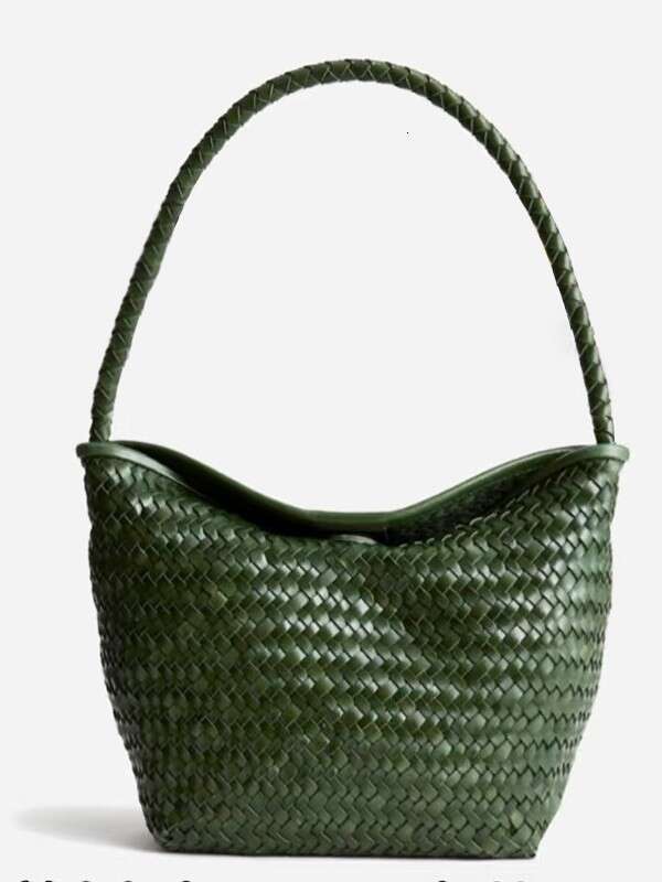 new high end one shoulder hand woven bucket underarm bag women s