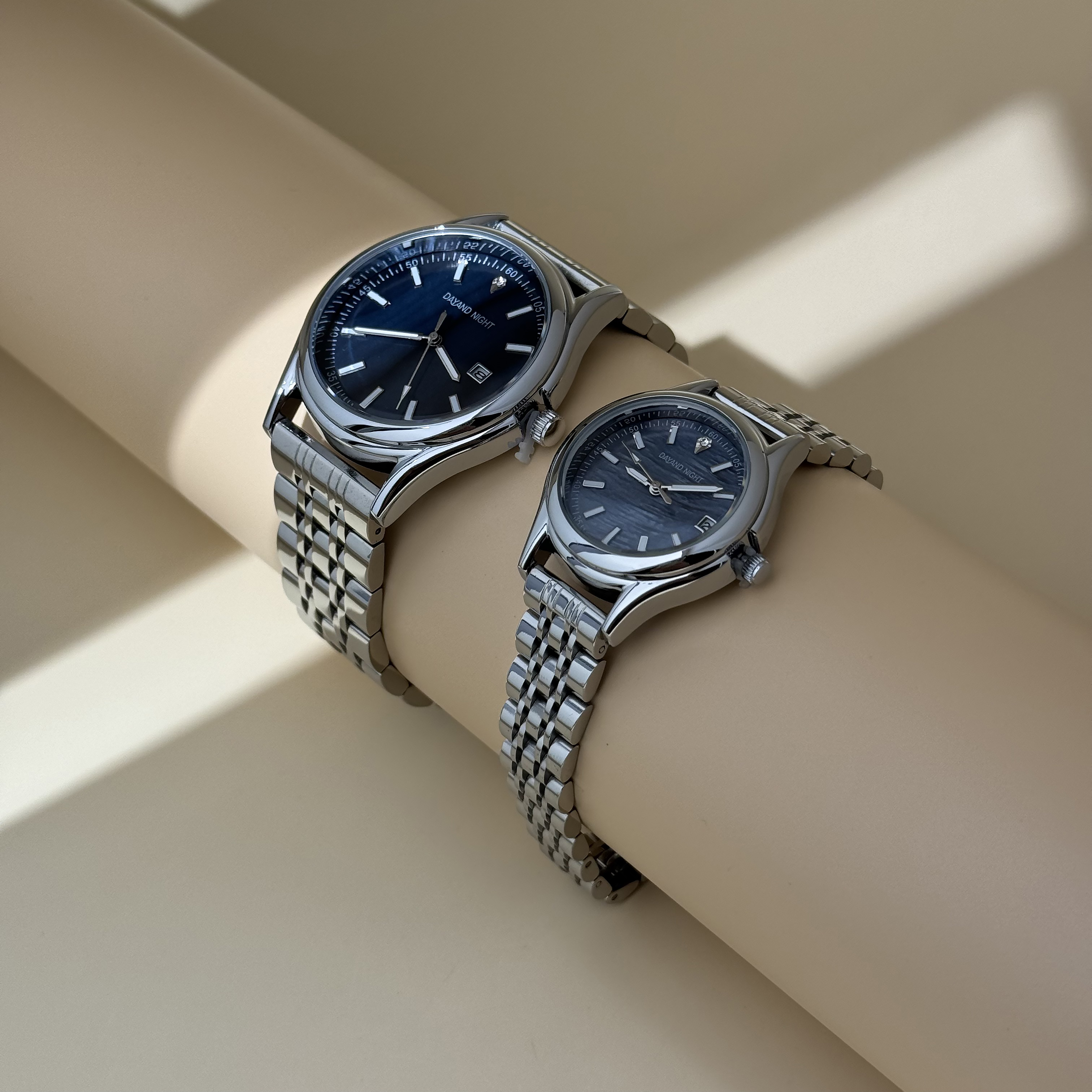 dayand night fashion couples watch set highquality stainless steel quartz watches for men women with gold silver rose gold bands