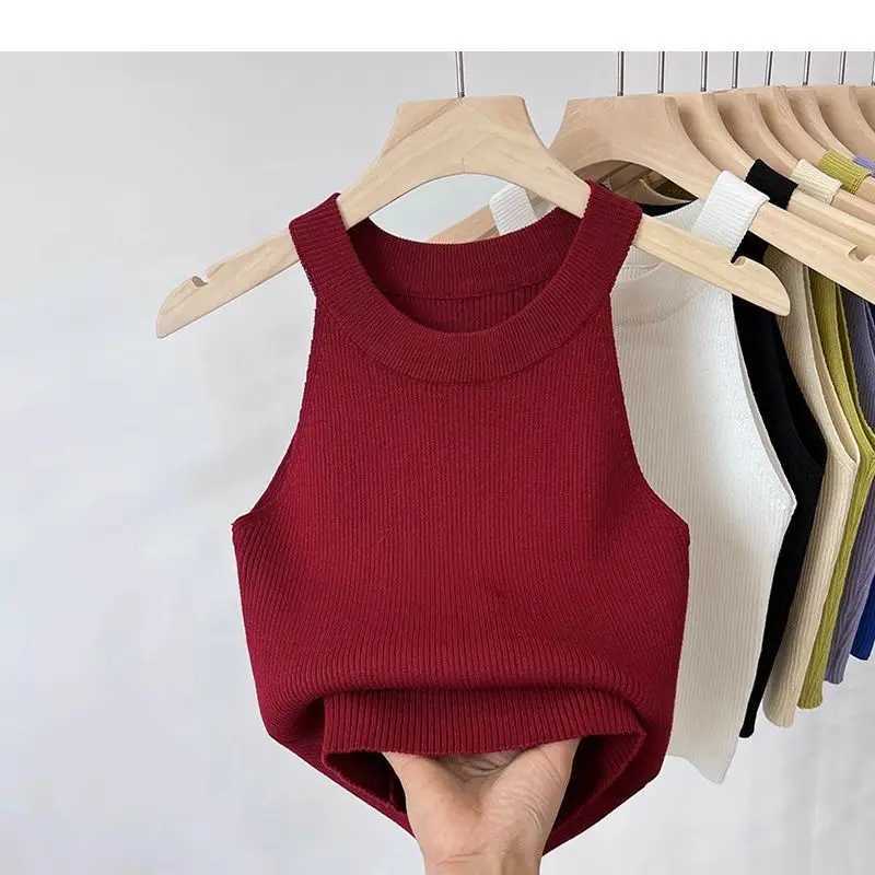 AOSSVIAO Women Solid Round Neck Ribbed Tank Top Camisole Women Summer Basic Elastic 2025 O Neck Solid Tank TopXJ250508