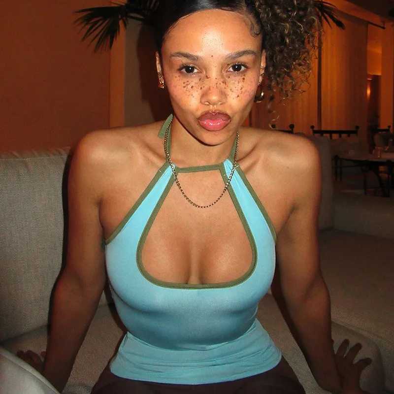 Sexy Tank Tops Women Summer Sleeveless Hollow Out Halter Bandage Backless Basic Tank Bodycon Streetwear Casual Fashion CamisoleXJ250508