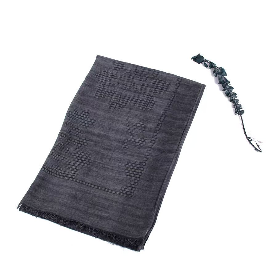 T663 Spring and Autumn Thin Hollow Cotton and Linen Scarf Fashion Solid Color Tassel Shawl Long Decorative Women's Scarf