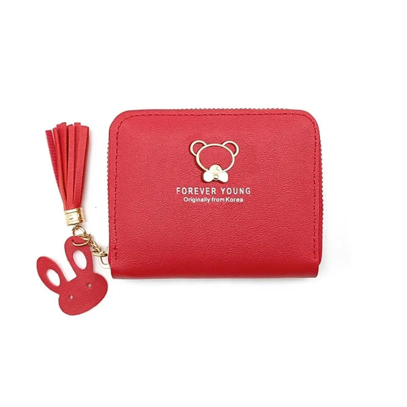 Little Bear Decoration Womens New Fashion Short Coin Purse Card Holder Small Ladies Wallet Female Hasp Mini Clutch R250508 Y260206