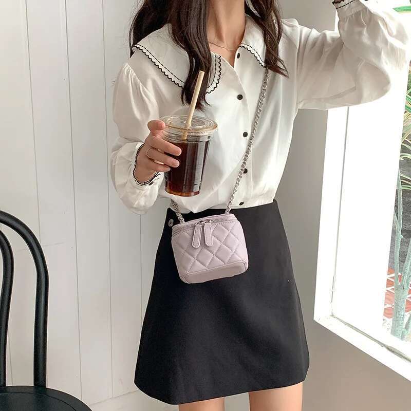 Mini Lingge Shoulder Designer Bags For Women 2023 Fashion Chains Crossbody Bag Box Handbags Lipstick Coins Purses New