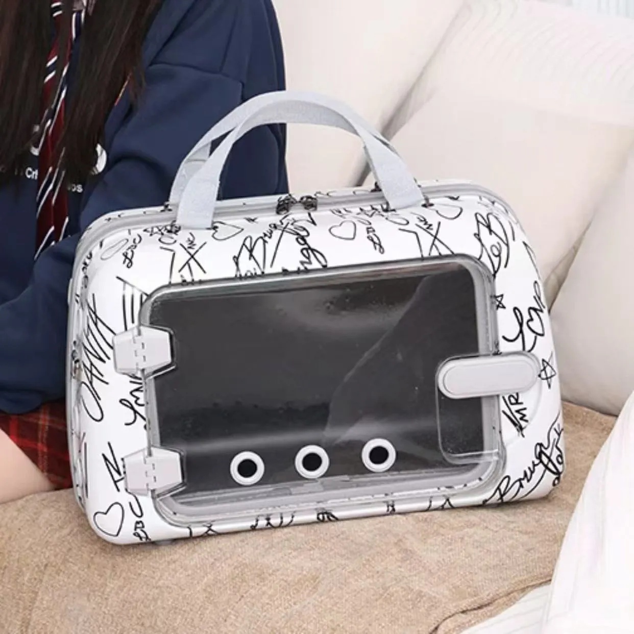 Boarding pet bag, cat outdoor bag, hand-held rabbit bag, large capacity crossbody, single shoulder dog bag, pet spacecraft bag
