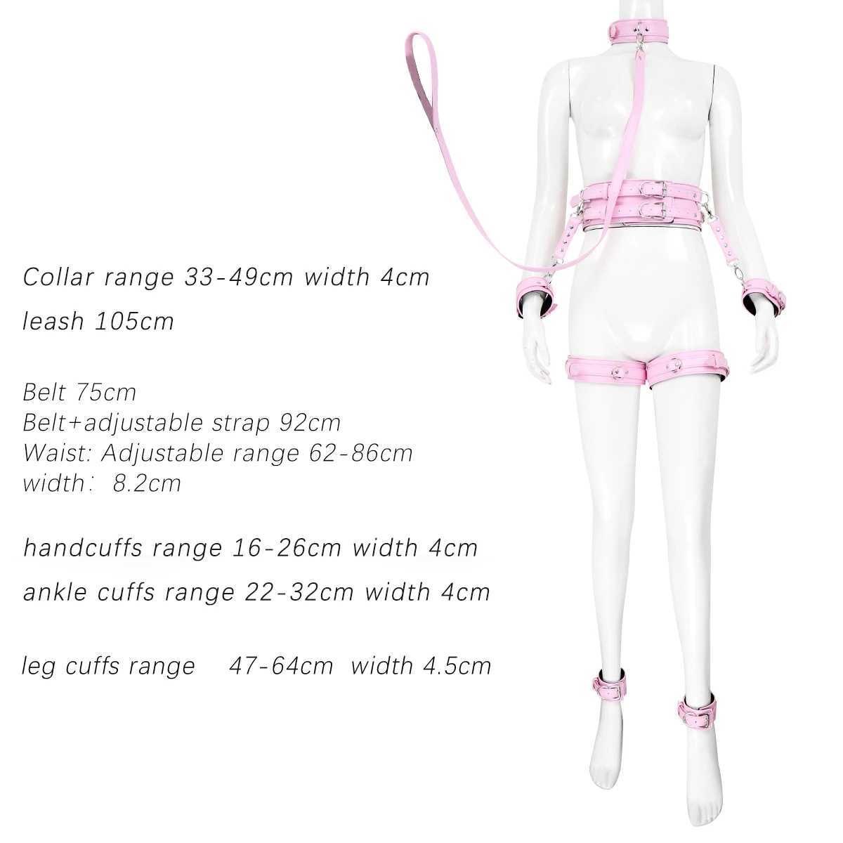 Thierry Bondage Set PU Leather Handcuffs Wrist Ankle Thigh Cuffs Waist Belt Collar BDSM Sex Toys for Couples Adult Games W250509