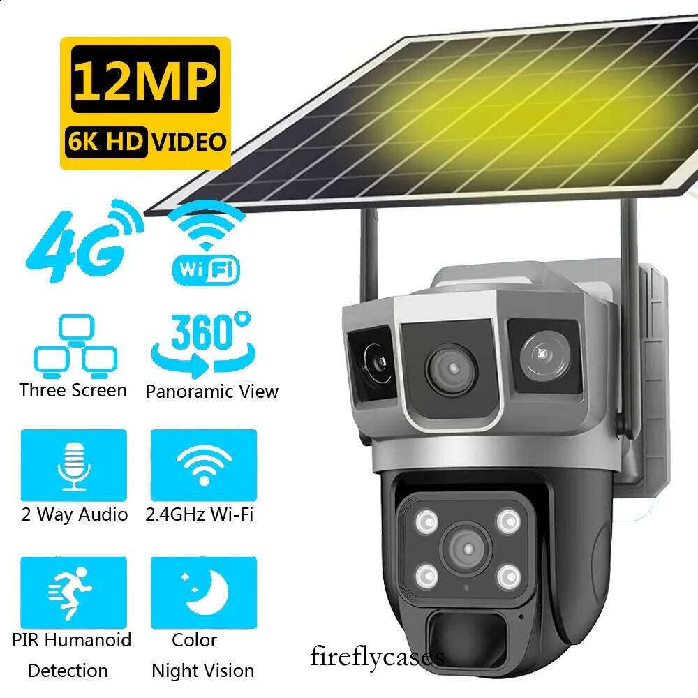 6K 12Mp Solar Camera 4G SIM Card Wifi Smart Home Security Protection Outdoor IP Wireless Waterproof Video Surveillance Cameras