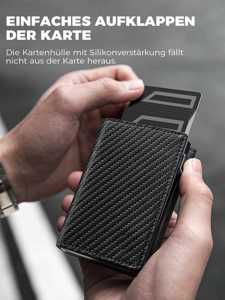 YATBEST Mens Wallet with Zipper Replacement Bag Card Clip Ultra Thin Magnetic RFID Anti theft Brush Aluminum Box Card Bag Z250509