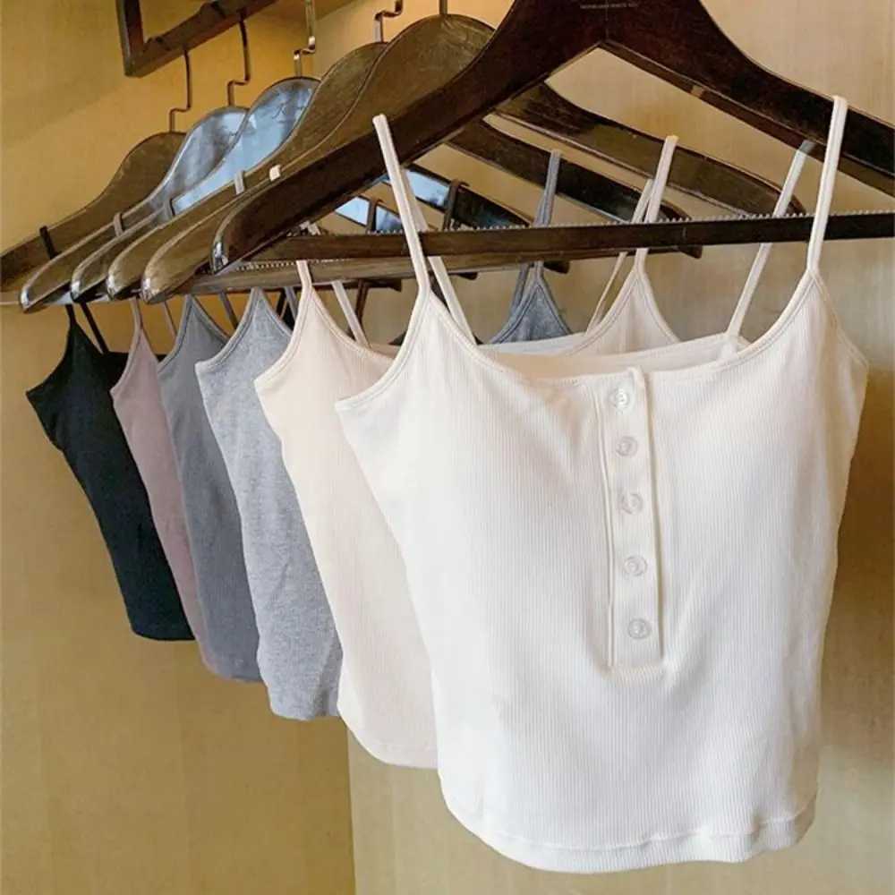 Fashionable knitted tight fitting vest niche summer top INS hip-hop button hot girl topXJ250508