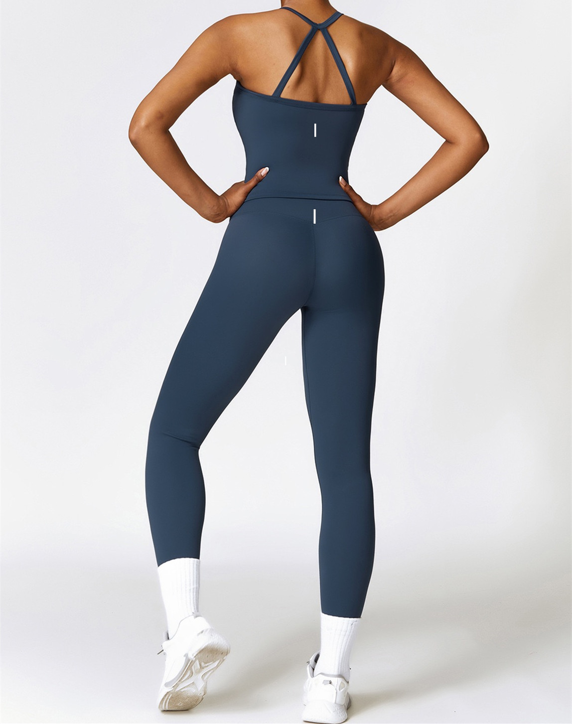 Women Yoga Two-piece Set Short Running Tank Top+ Long Pant Solid Color Sports Bra With Fitness TZ8519