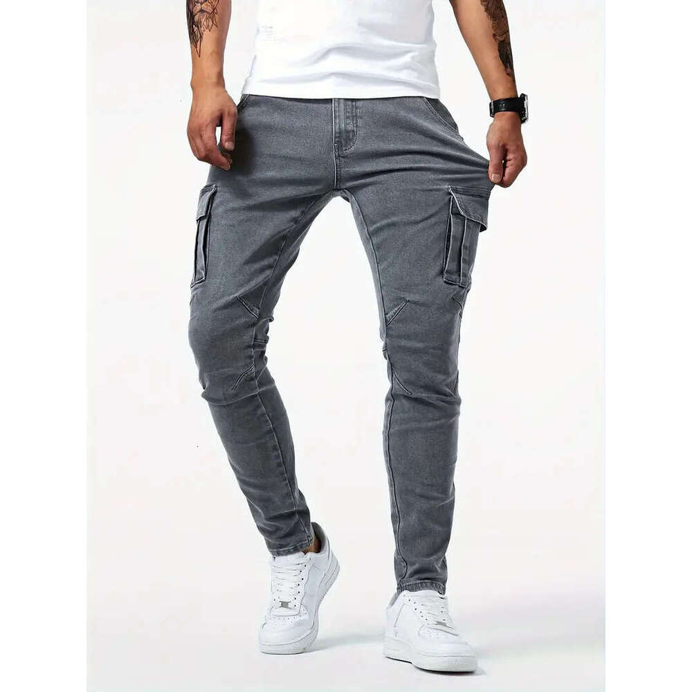 men's casual denim workwear pants men's multi bag labor protection pants