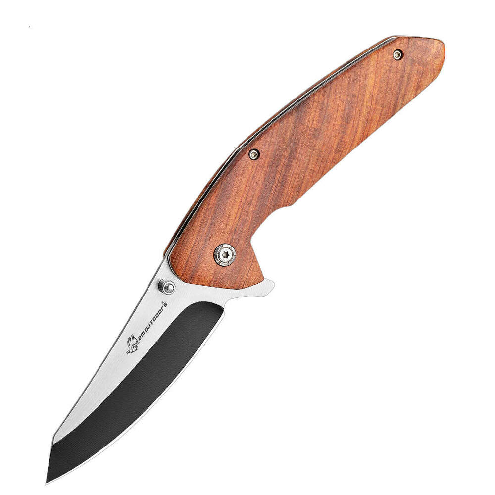 Hot selling 7-chrome outdoor high hardness stainless steel camping self-protection, portable tactical folding knife, red sandalwood