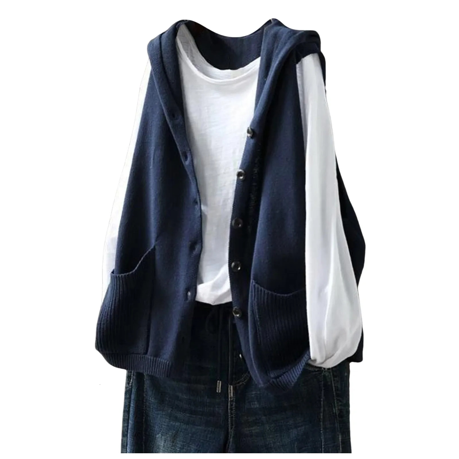 Open top plain knitted sleeveless vest 250430Z