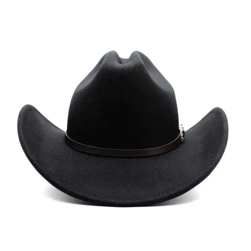 Vintage Western Cowboy Hat For Mens Gentleman Lady Jazz Cowgirl With Leather Wide Brim Cloche Church Sombrero Hombre CapsXJ250509