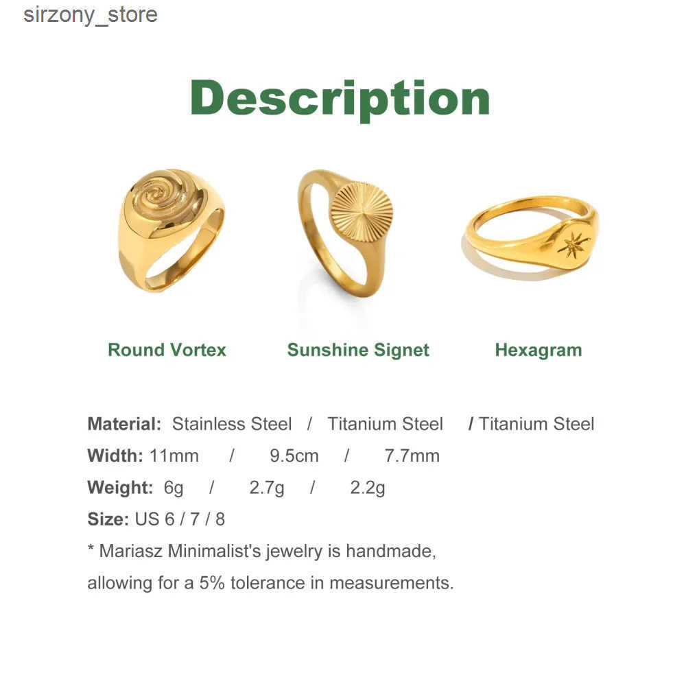 316L Stainless Steel Wedding Ring Minimalist Pinky Stackable Women Boho Gold Color Wedding Document Hexagram Shape Jewelry Sets z250509