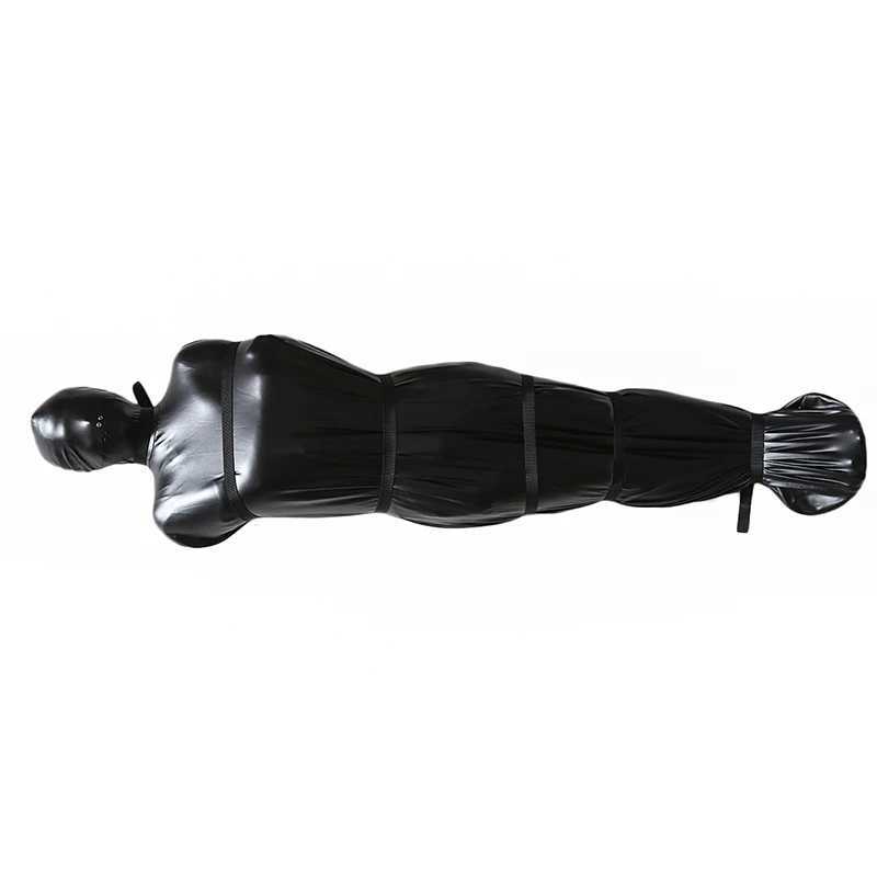 Thierry Full Body Bondage Unisex Mummy Bag Patent Leather Sex Sleeping Bag SM Products Bodysuit Halloween Cosplay W250509