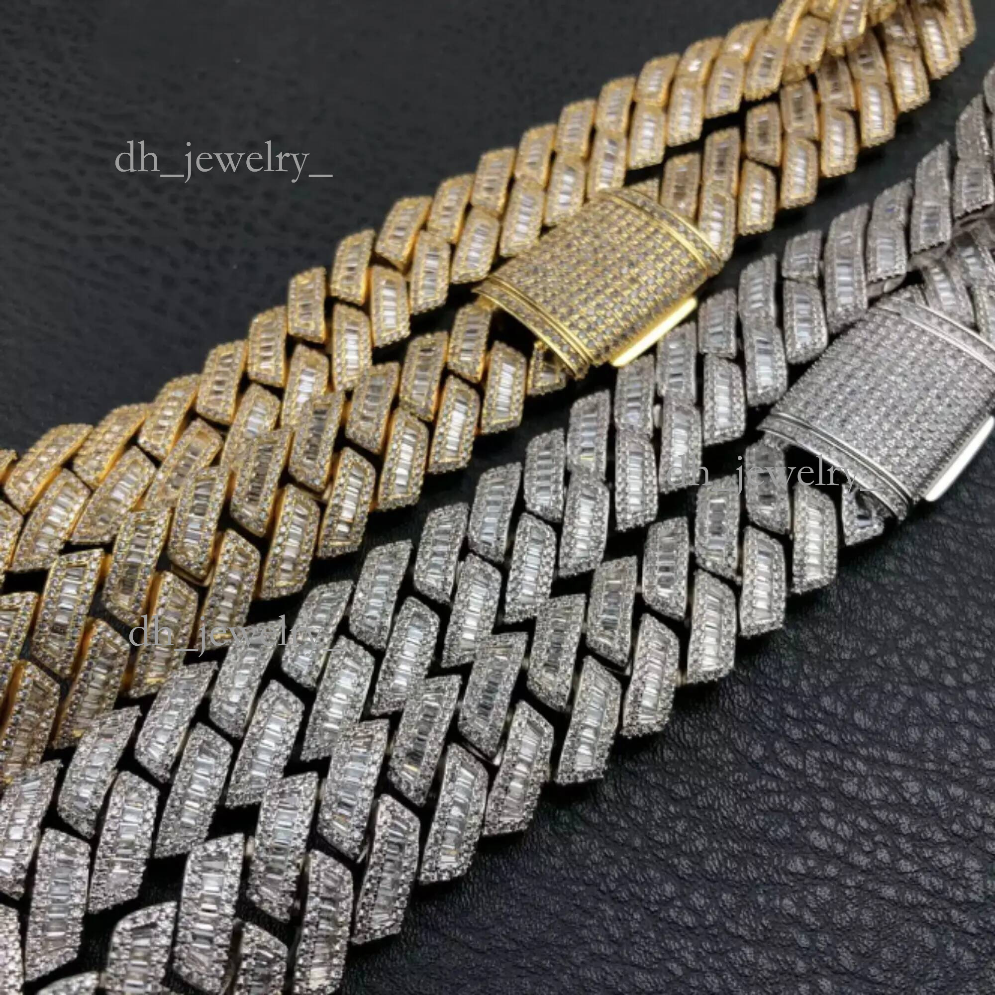 Best Quality Customized 20 Mm Cuban Link Moissanite Sterling Sier Yellow White Gold Dia Chain