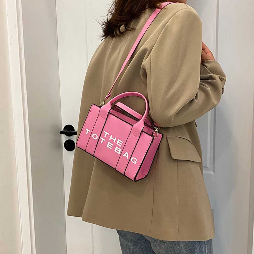 Women Shoulder Bag Contrast Letters Fashion Ladies Tote Bag PU Leather Portable Casual Simple Adjustable Straps Female Satchel Z250509