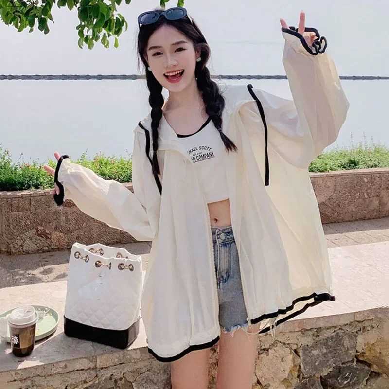 Fashion Hooded Sun Protection Coat Women Summer Long Sleeve Thin Breathable Jacket Female Korean Streetwear Sun-Proof Clothing M250509