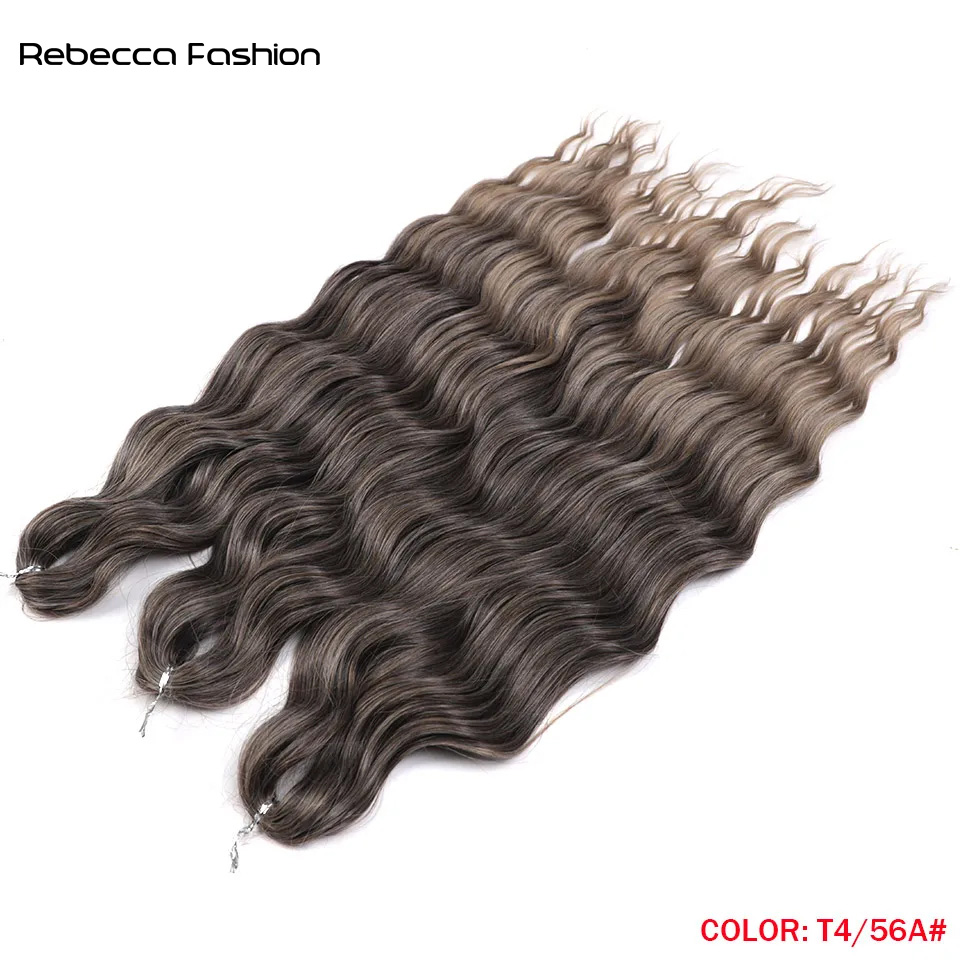 Rebecca Fashion Hair Synthetic Loose Deep Wave Braiding Hair Extensions 24 Inch Water Wave Braid Hair Ombre Blonde Twist Crochet Curly Hair