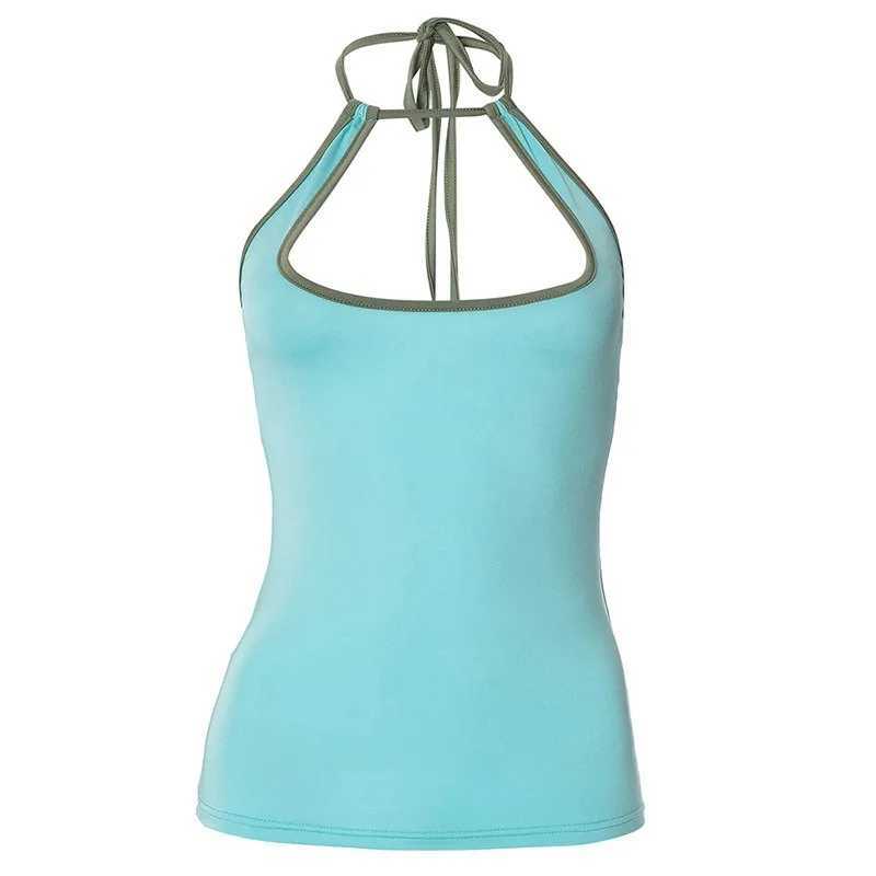 Sexy Tank Tops Women Summer Sleeveless Hollow Out Halter Bandage Backless Basic Tank Bodycon Streetwear Casual Fashion CamisoleXJ250508