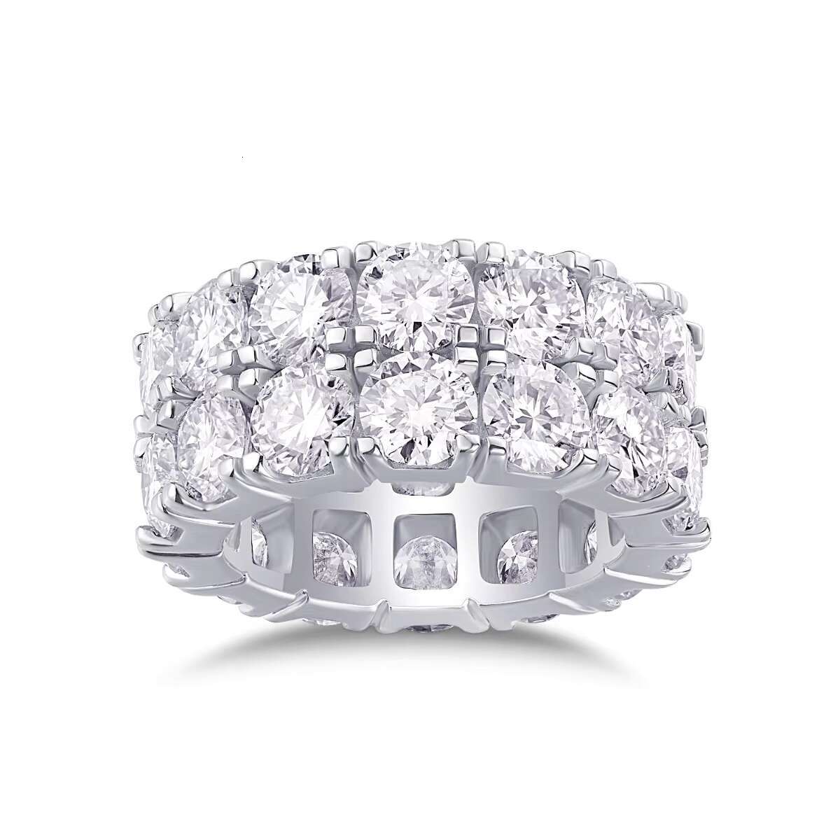 Zanlong 13840 5mm Moissanite 2 Rows Men Women Fine Jewelry Iced Out 925 Sterling Silver VVS Moissanite Luxury Eternity Ring