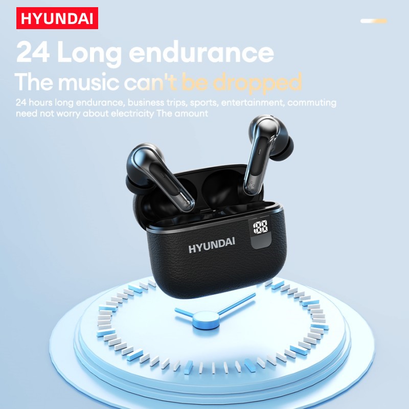 HYUNDAI HY-T02Ultra Bluetooth Earphones LED Digital Touch Headphones Noise Cancelling Long Battery Life Earbuds