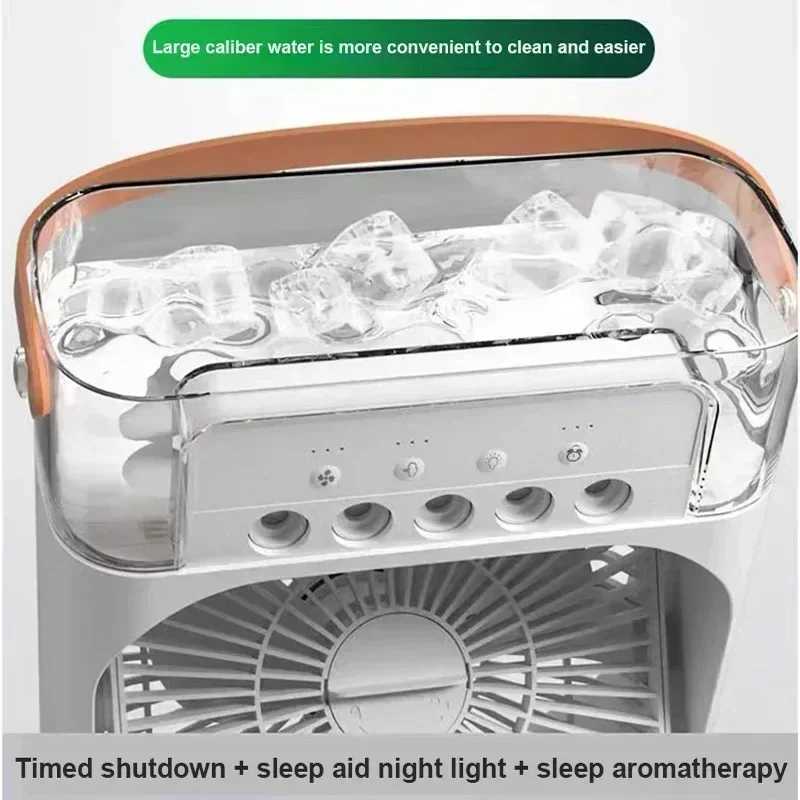 Portable Humidifier Fan Air Conditioners USB Electric Fan LED Night Light Water Mist Fun 3 In 1 Air Cooler Humidifier For Home X250508