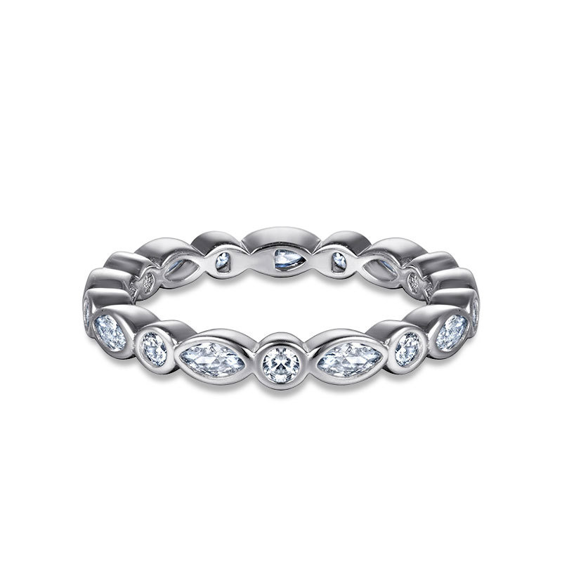 Zirconia Ring, S925 Sterling Silver Marquise & Round Cut Diamond Ring, Fashionable & Unique, Wholesale Silver Jewelry from Manufacturer
