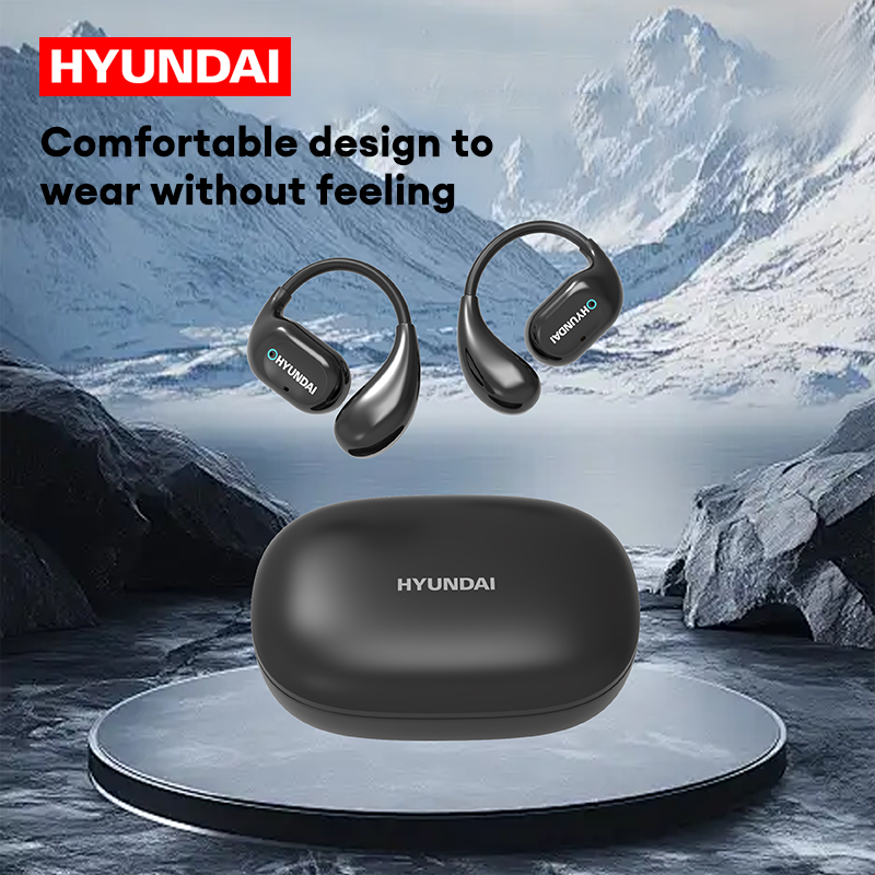 HYUNDAI Airpodsmax Headphones Clip on Bluetooth Earphones Open Sports Wireless Headset Waterproof HiFi Sound Long Lifetime Earbuds HY-C01