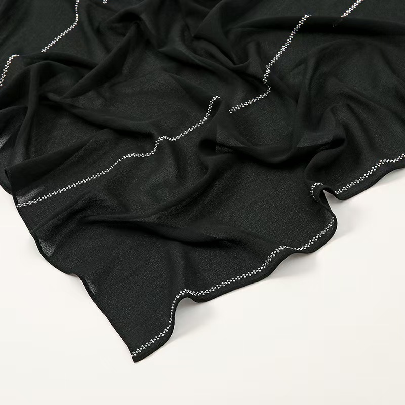 T667 European and American new chain wide stripes hot diamond chiffon long scarf fashionable all-match silk scarf shawl Malay headscarf