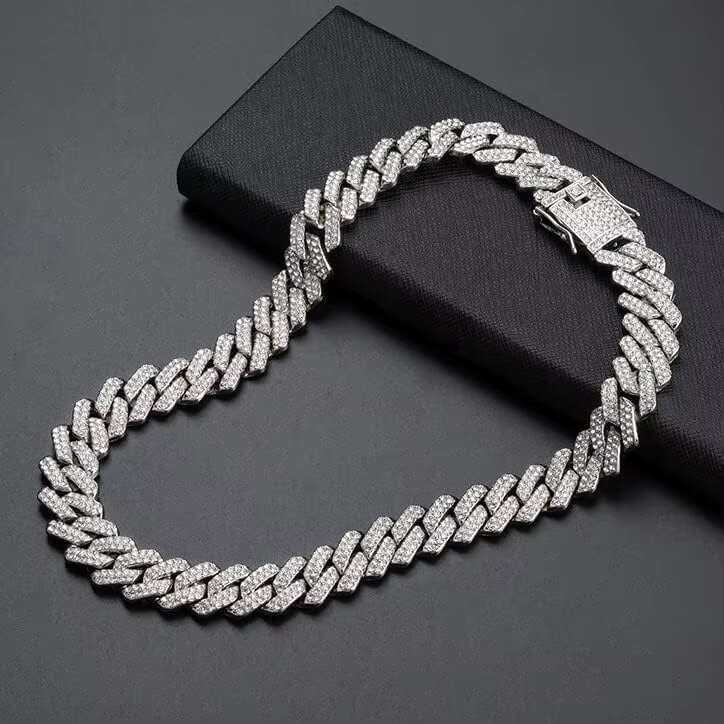 10Mm Sterling 6.5 Mm Lock Prong - Chains 3 Row Rose Bracelet 16Mm Baguette 925 Silver Gold Moissanite Cuban Link Chain