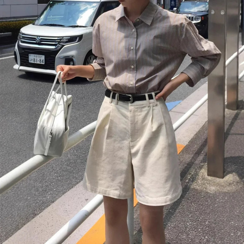 Corduroy Womens Shorts Summer Highwaisted smallASlimming fit Retro Washing Process Pants 250506Z