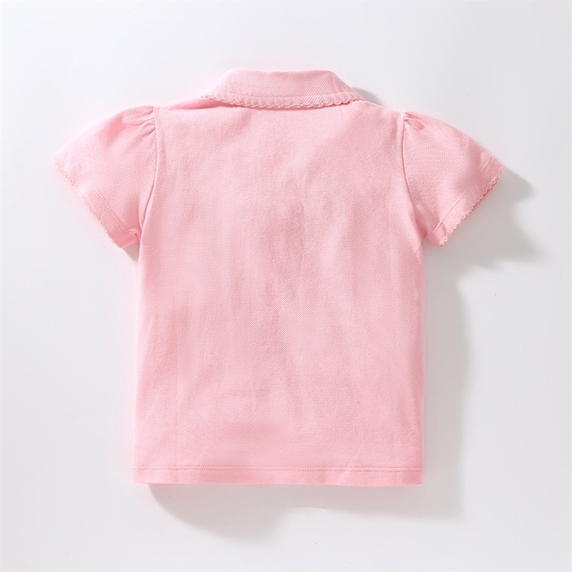 Little maven Girls Polo Shirts Shorts Sleeve Shirts Solid Pink Colors Childrens t-shirts for Girls Clothes 250508