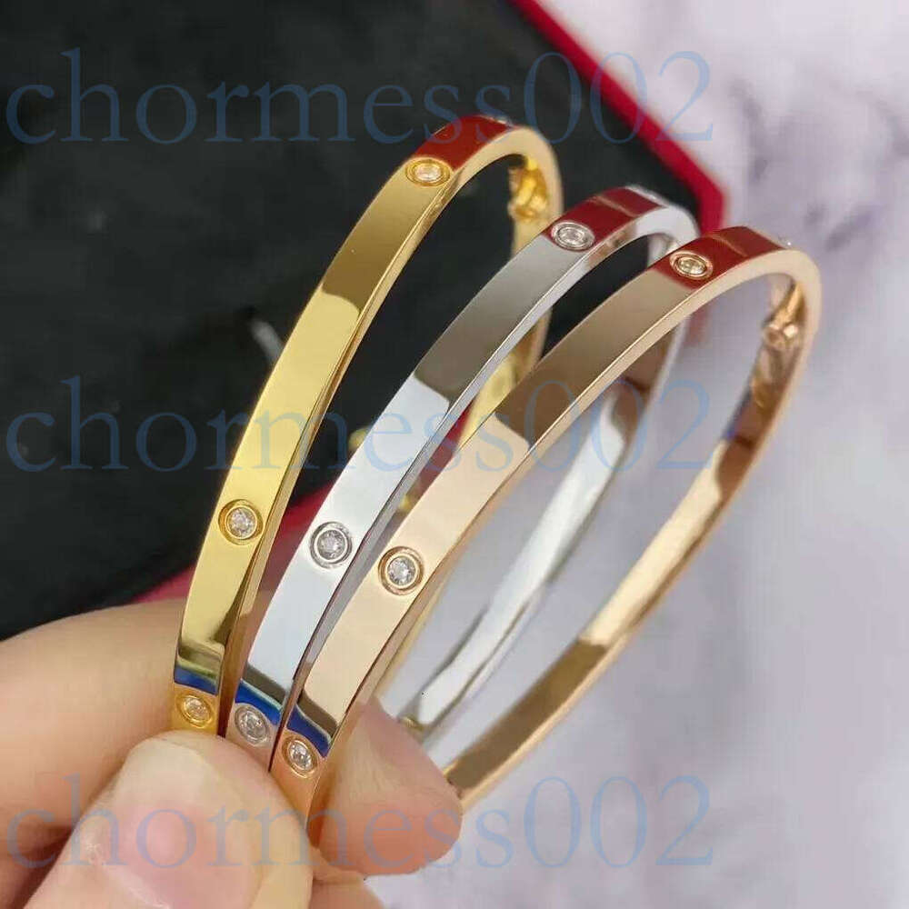 4mm thin narrow screw bracelet bangle designer for tierts women screwdriver stainless steel gold plated bracelets 10 diamond jewelry woman valentines day gift