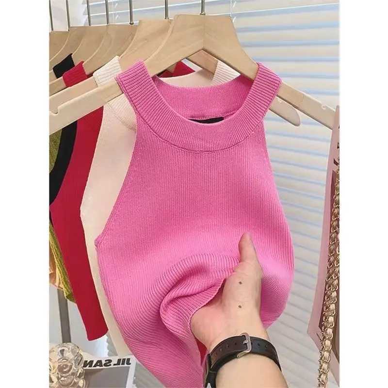 AOSSVIAO Women Solid Round Neck Ribbed Tank Top Camisole Women Summer Basic Elastic 2025 O Neck Solid Tank TopXJ250508