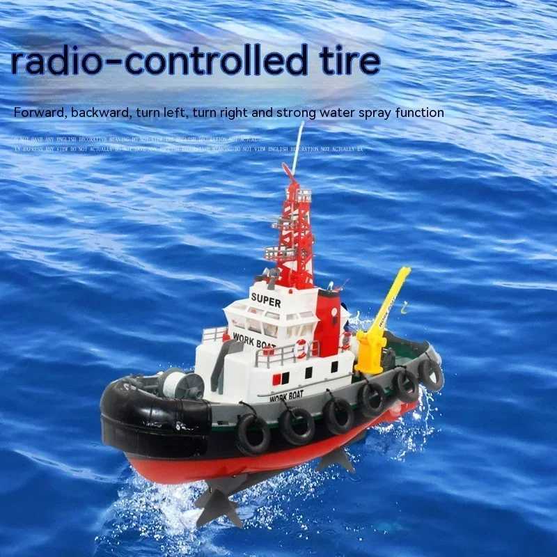 60cm Rc Ship Rescue Simulation Fire Rescue Water Spray Remote Control 2.4g Speedboat Model Boat For ChildrenS Rc Toy Gift X250509