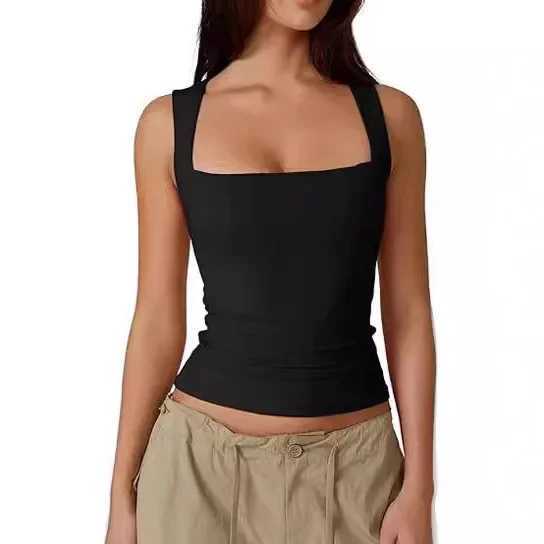 Fashion milk silk vest womens square neckline lingerie collar sexy girl crossover polyester fiber vestXJ250508