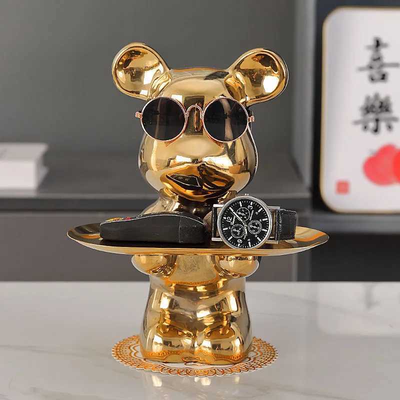 1 Piece Ceramic Sunes Bear Figurine Bear Tray Decoration Piggy Bank Ornament He Decoration Y250509