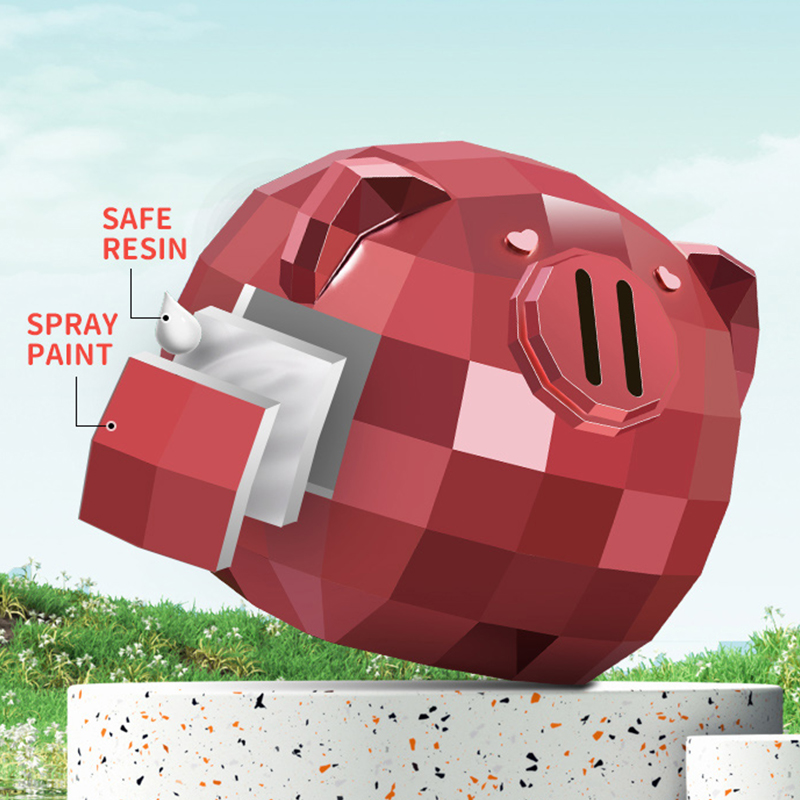 Green geometric pig decoration piggy bank